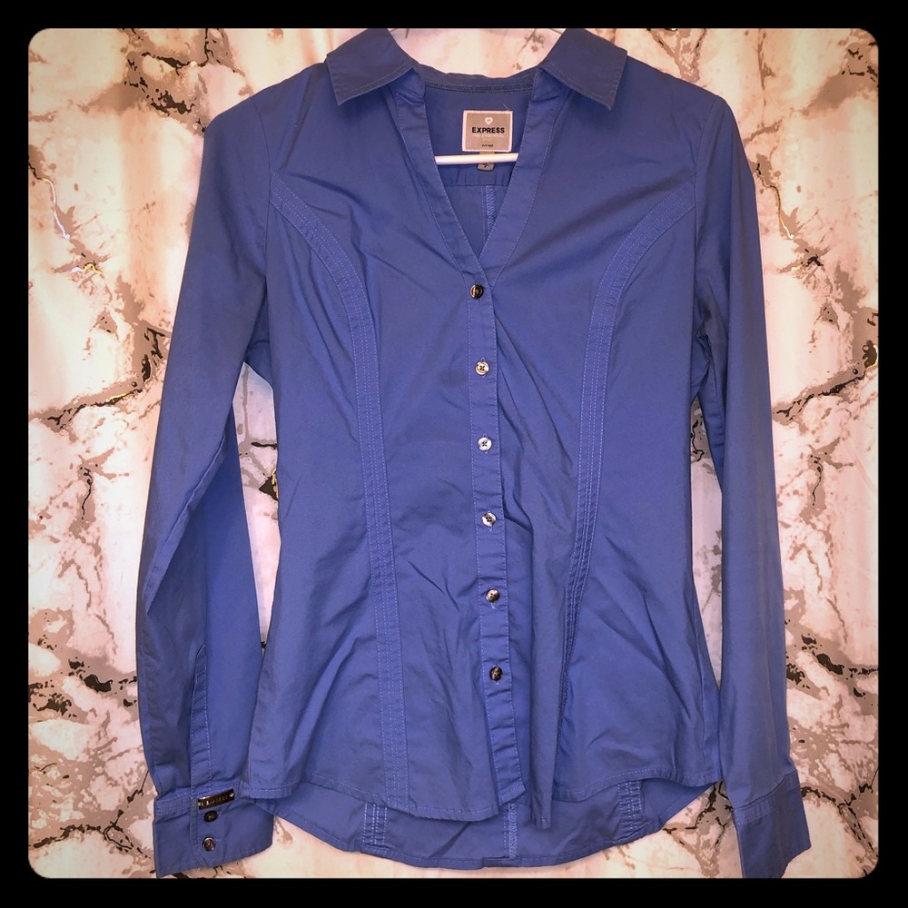 Express button down blue collared shirt